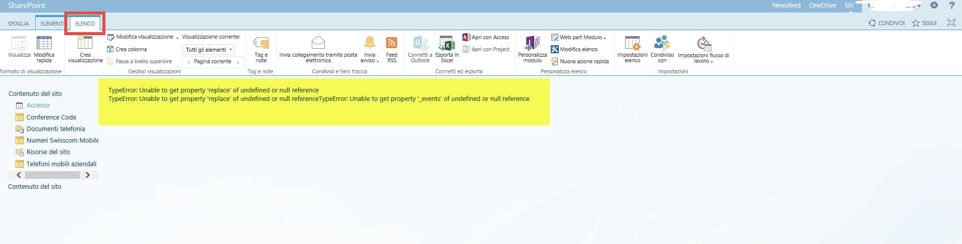 SharePoint: Workaround errore "TypeError: Unable to get property replace of undefined or null reference" 1