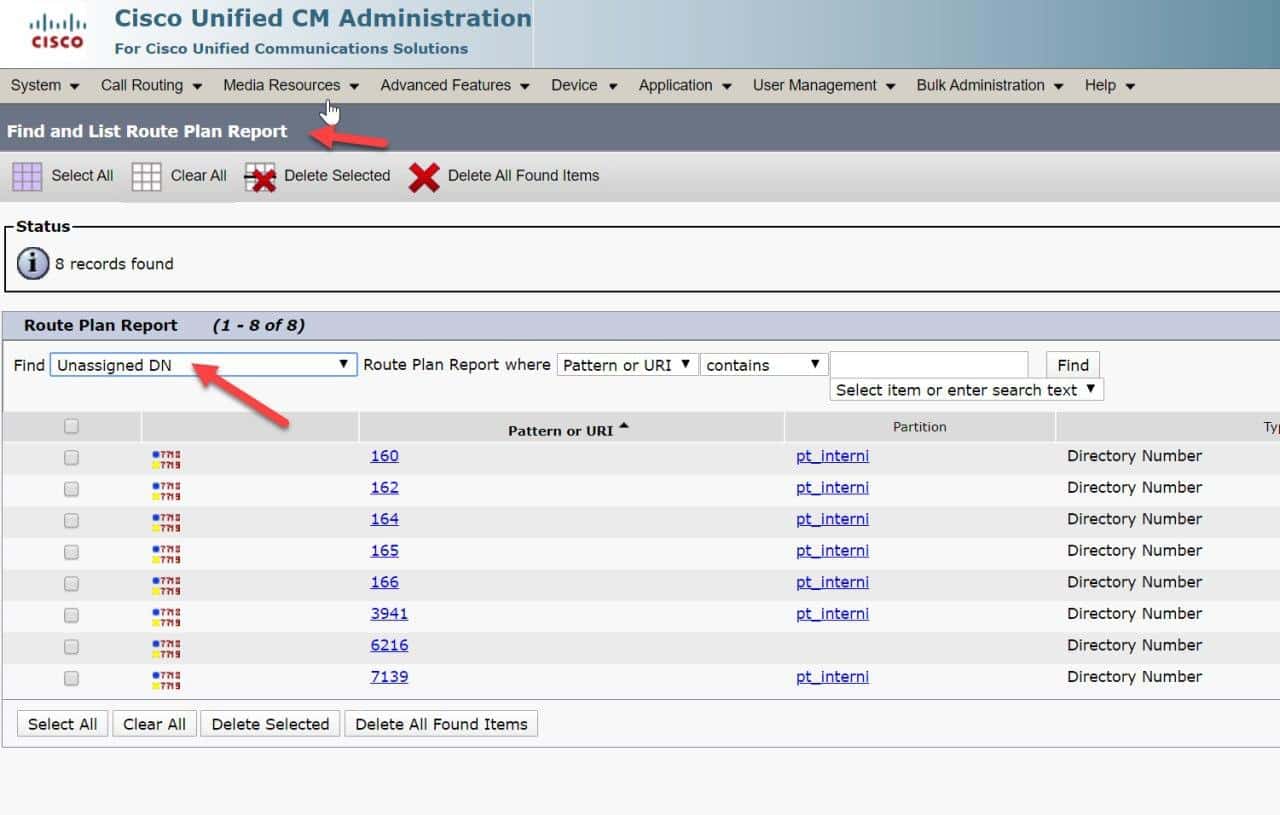 Cisco Call Manager - Unassigned DN 2