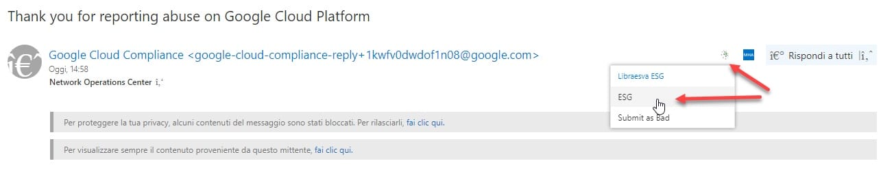 Libraesva ESG: how to logout from Outlook/OWA ESG plugin 1